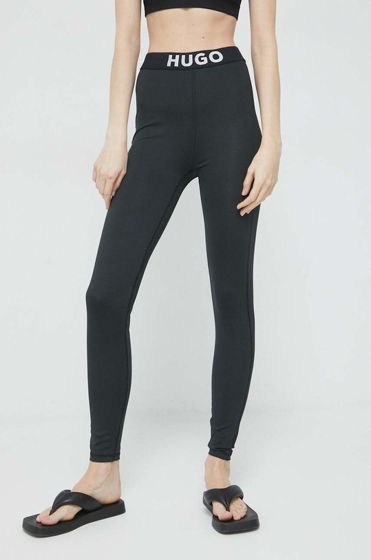 HUGO legginsy z elastanem czarny 50488442