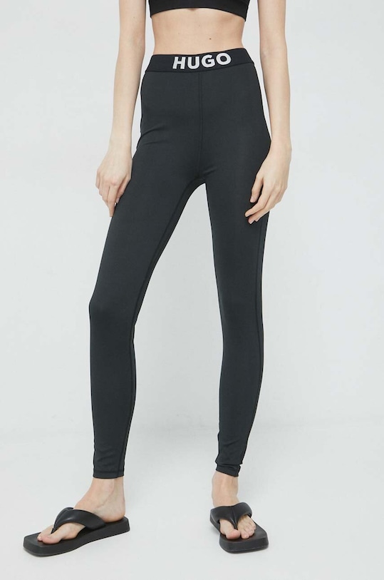 HUGO legginsy z elastanem czarny 50488442