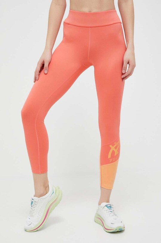 Asics legginsy treningowe Tiger z elastanem pomarańczowy 2032C513.700