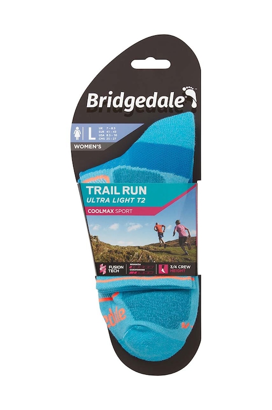 Oblečení Ponožky Bridgedale Ultralight T2 Coolmax Sport 3/4 710206 tyrkysová