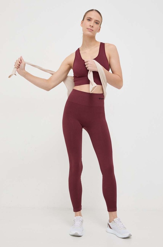 Tréningové legíny Hummel Tif 210492 burgundské AW25