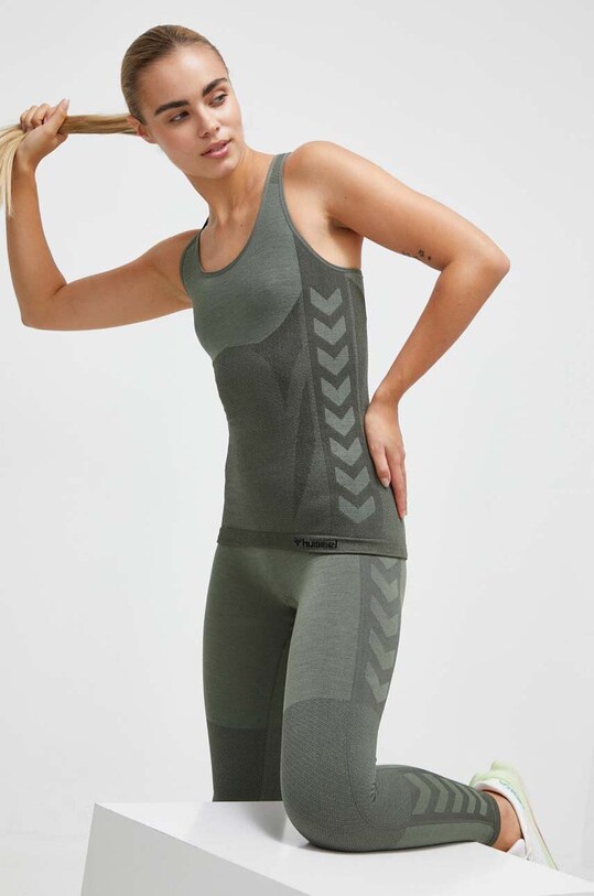 Hummel legginsy treningowe Clea 210511 zielony AW24