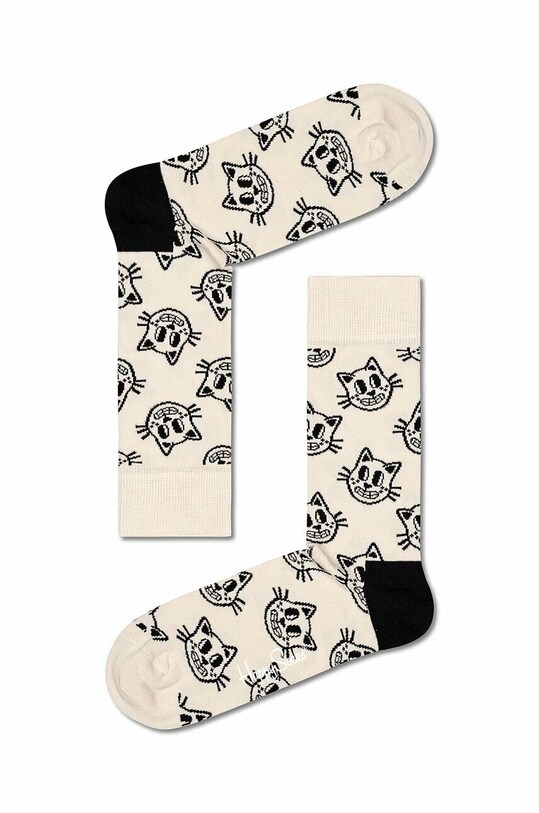 Ponožky Happy Socks dlouhé ponožky béžová CAT01.9100