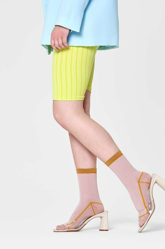 Nogavice Happy Socks Light Pink Liv Crew SISLIV01.3001 roza SS23
