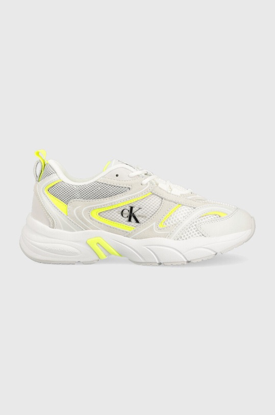 Tenisky Calvin Klein Jeans RETRO TENNIS SU-MESH WN imitace semiše bílá YW0YW00891