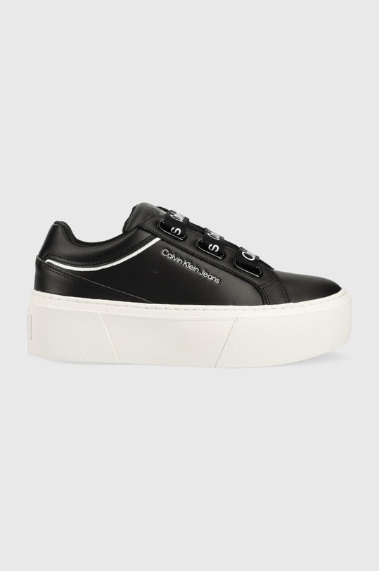 Αθλητικά Calvin Klein Jeans YW0YW00868 FLATFORM+ LOW BRANDED LACES απομίμηση λείου δέρματος μαύρο YW0YW00868