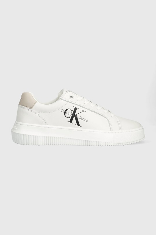 Calvin Klein Jeans sneakers din piele YW0YW00823 CHUNKY CUPSOLE MONOLOGO W Planet friendly alb YW0YW00823