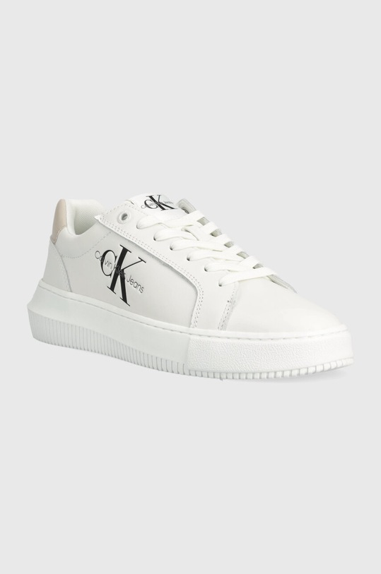 Calvin Klein Jeans sneakers din piele YW0YW00823 CHUNKY CUPSOLE MONOLOGO W YW0YW00823 alb AW24