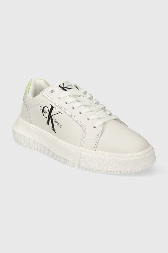Calvin Klein Jeans sneakersy skórzane YW0YW00823 CHUNKY CUPSOLE MONOLOGO W YW0YW00823 biały AW24