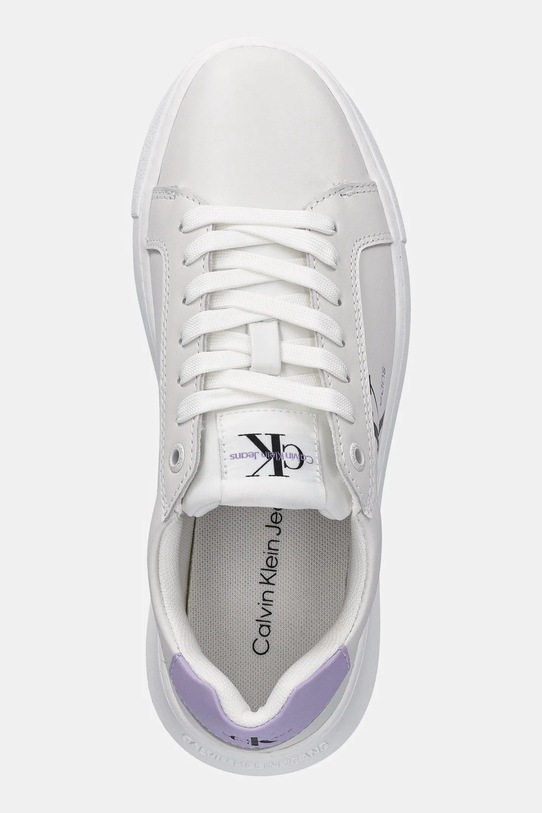 Calvin Klein Jeans sneakersy skórzane YW0YW00823 CHUNKY CUPSOLE MONOLOGO W biały YW0YW00823