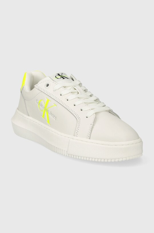 Kožne tenisice Calvin Klein Jeans YW0YW00823 CHUNKY CUPSOLE MONOLOGO W MONO LTH WN YW0YW00823 bijela AW24
