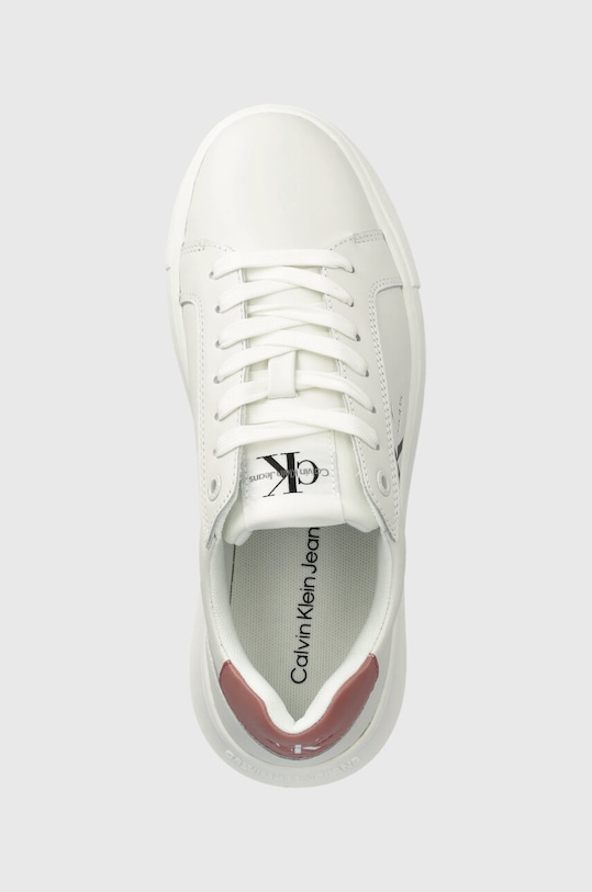 Calvin Klein Jeans sneakersy skórzane YW0YW00823 CHUNKY CUPSOLE MONOLOGO W biały YW0YW00823