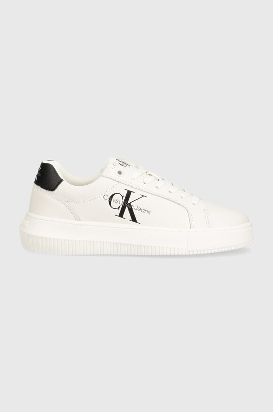 Calvin Klein Jeans sneakers din piele YW0YW00823 CHUNKY CUPSOLE MONOLOGO W YW0YW00823 alb AW24