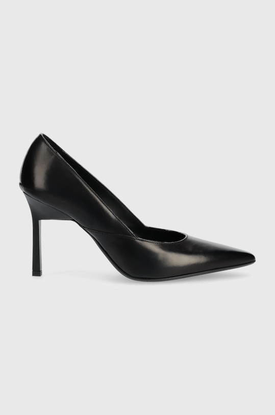 Δερμάτινες γόβες Calvin Klein HW0HW01346 GEO STILETTO PUMP 90 στιλέτο μαύρο HW0HW01346
