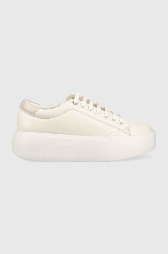 Calvin Klein sneakers din piele HW0HW01356 BUBBLE CUPSOLE LACE UP piele bej HW0HW01356