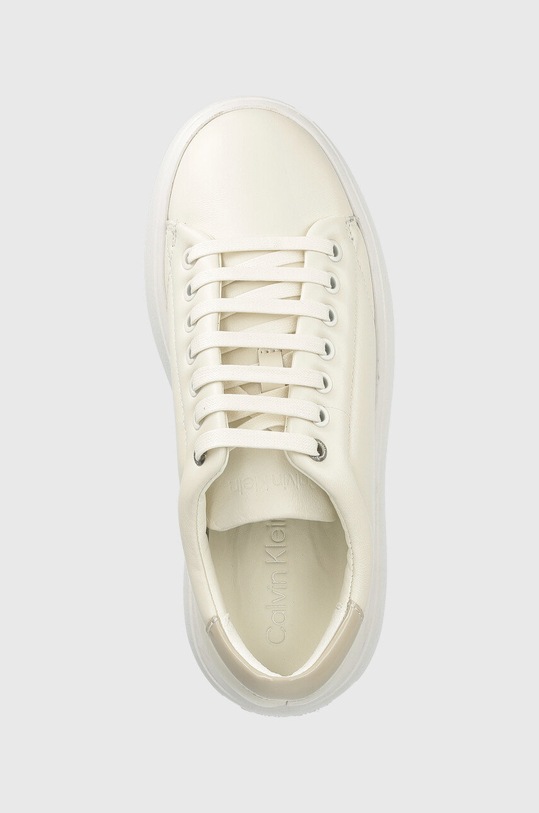 Кожени маратонки Calvin Klein HW0HW01356 BUBBLE CUPSOLE LACE UP бежов HW0HW01356