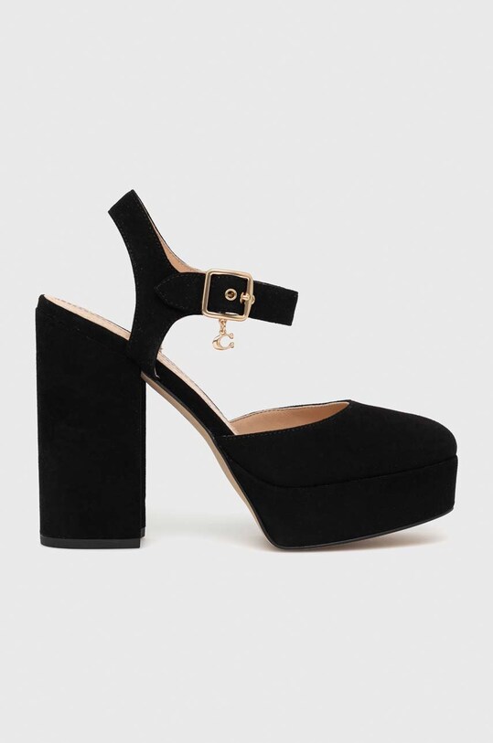 Coach czółenka zamszowe Isabella słupek czarny CE296.BLK