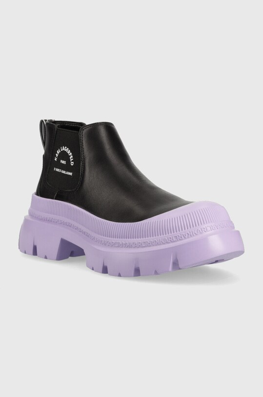 Kožené kotníkové boty Karl Lagerfeld TREKKA MAX KL43530.00V černá SS23