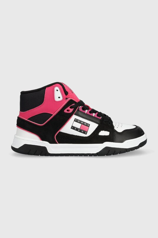 Tommy Jeans sneakers Wmns Droid Mid piele întoarsă negru EN0EN02027