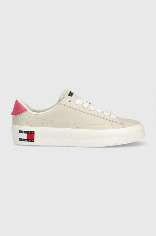 Tommy Jeans sneakersy skórzane NOLA PLATFORM płaska beżowy EN0EN02030