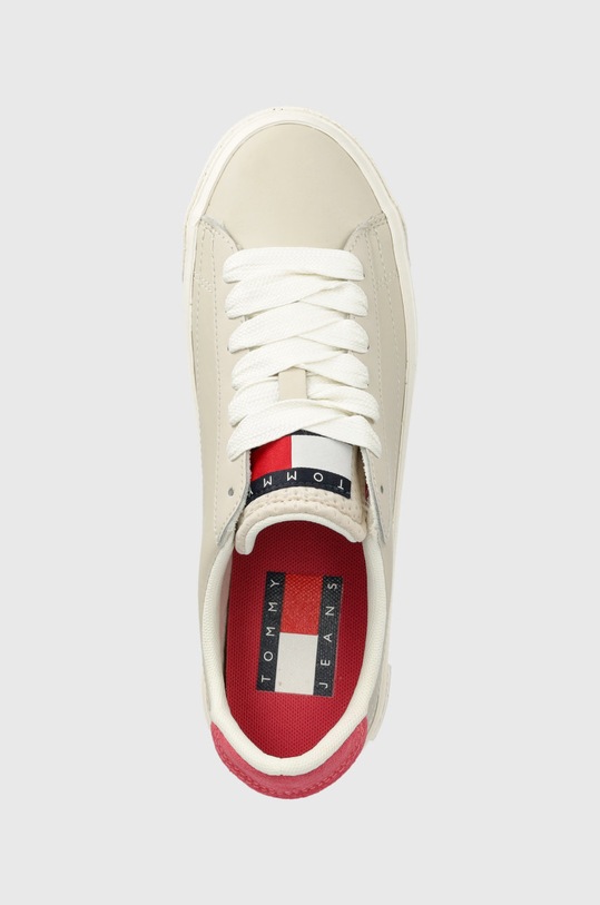 Tommy Jeans sneakersy skórzane NOLA PLATFORM beżowy EN0EN02030