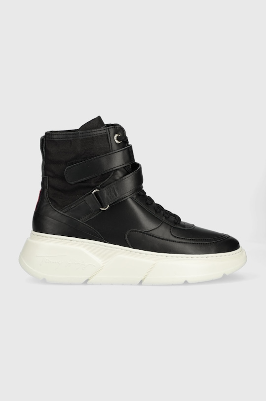 Tommy Hilfiger sneakersy skórzane FW0FW06910 CHUNKY WARM SNEAKER HIGH tekstylny czarny FW0FW06910
