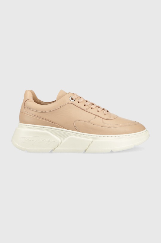 Tommy Hilfiger sneakersy skórzane FW0FW06855 CHUNKY LEATHER SNEAKER Planet friendly beżowy FW0FW06855
