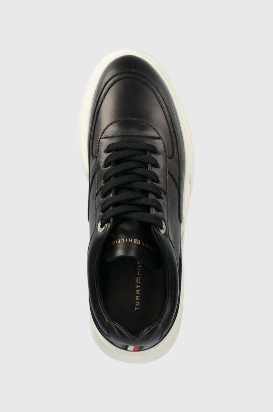 Кожени маратонки Tommy Hilfiger FW0FW06855 CHUNKY LEATHER SNEAKER черен FW0FW06855