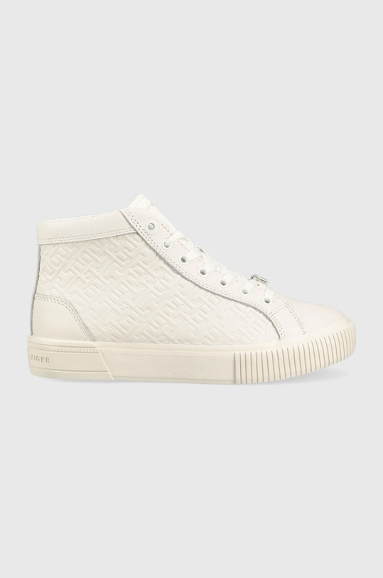 Tommy Hilfiger sneakers din piele Th Monogram Leather Sneaker High Planet friendly bej FW0FW06856