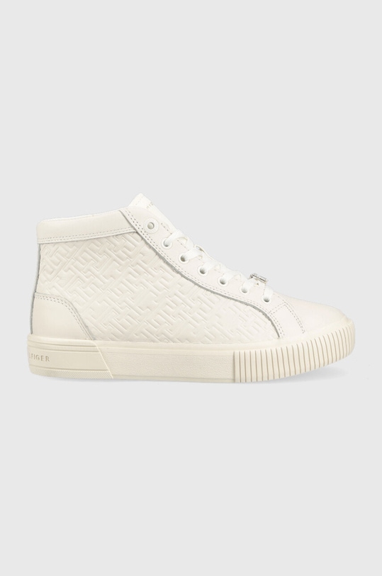 Tommy Hilfiger sneakersy skórzane TH MONOGRAM LEATHER SNEAKER HIGH Planet friendly beżowy FW0FW06856
