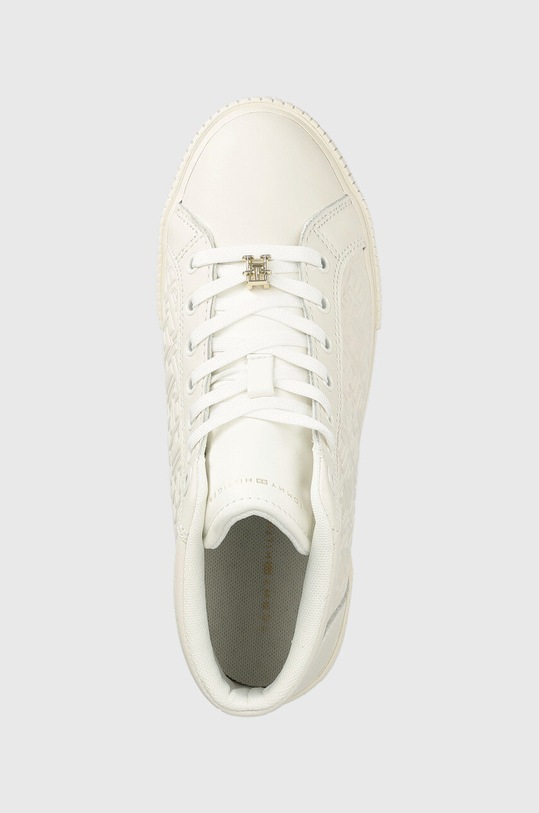 Tommy Hilfiger sneakers din piele Th Monogram Leather Sneaker High bej FW0FW06856