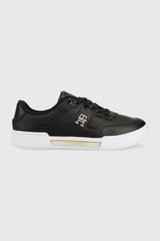 Δερμάτινα αθλητικά παπούτσια Tommy Hilfiger Th Prep Court Sneaker πλατφόρμα μαύρο FW0FW06859