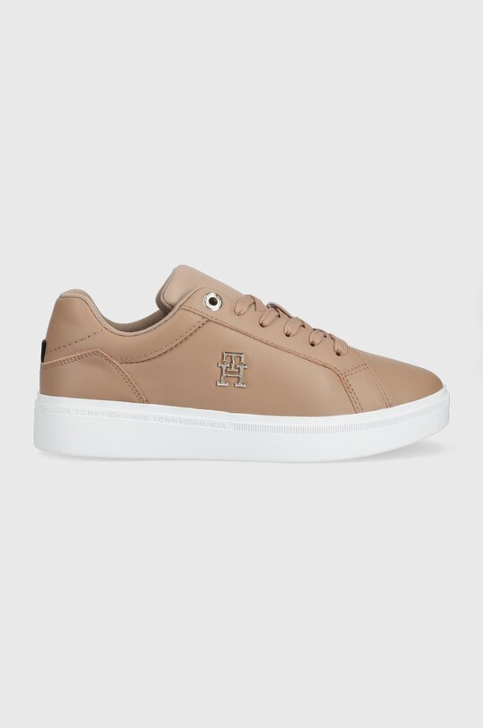 Δερμάτινα αθλητικά παπούτσια Tommy Hilfiger Th Court Sneaker Planet friendly καφέ FW0FW06854