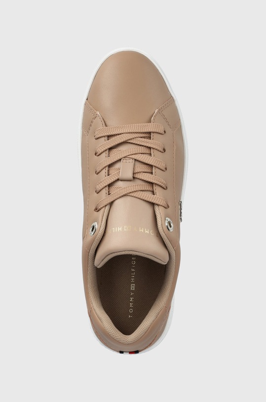 Kožené sneakers boty Tommy Hilfiger Th Court Sneaker hnědá FW0FW06854