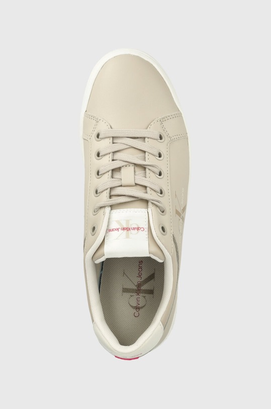 Calvin Klein Jeans sneakersy skórzane CLASSIC CUPSOLE FLUO CONTRAST WN beżowy YW0YW00912
