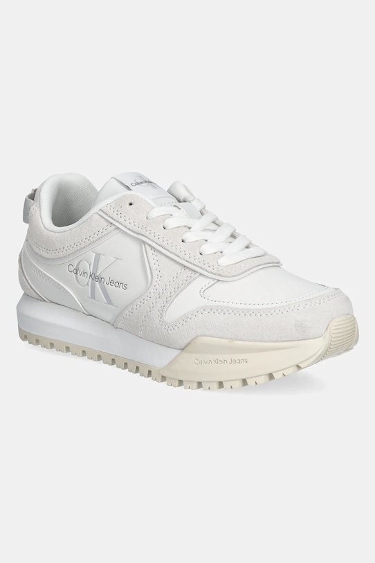 Кожаные кроссовки Calvin Klein Jeans TOOTHY RUNNER IRREGULAR LINES W замш бежевый YW0YW00934