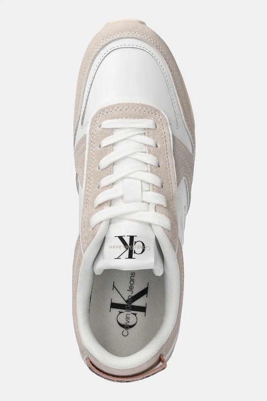 Kožené sneakers boty Calvin Klein Jeans TOOTHY RUNNER IRREGULAR LINES W béžová YW0YW00934