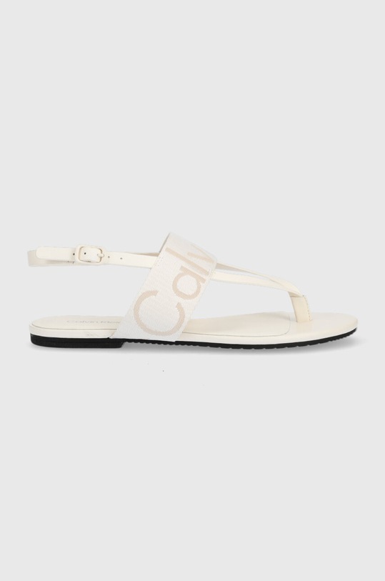 Calvin Klein Jeans sandały FLAT SANDAL WEBBING płaski beżowy YW0YW00956