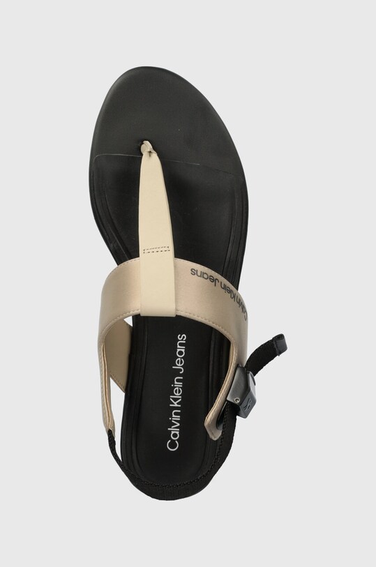 Σανδάλια Calvin Klein Jeans FLAT TOEPOST SANDAL SATIN/HW μαύρο YW0YW00957