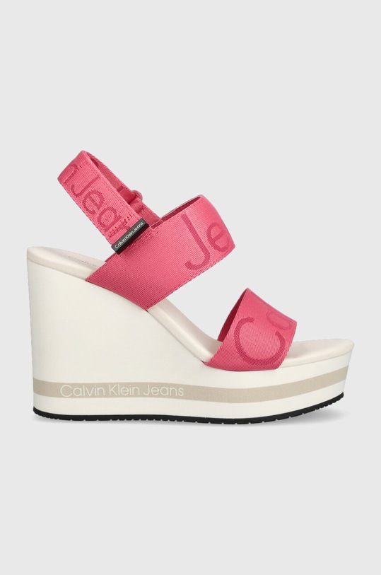 Сандалі Calvin Klein Jeans WEDGE SANDAL WEBBING понад 8 см рожевий YW0YW00959