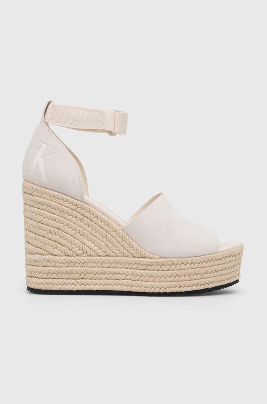 Sandály Calvin Klein Jeans WEDGE SANDAL WIDE SU CON klín béžová YW0YW00963