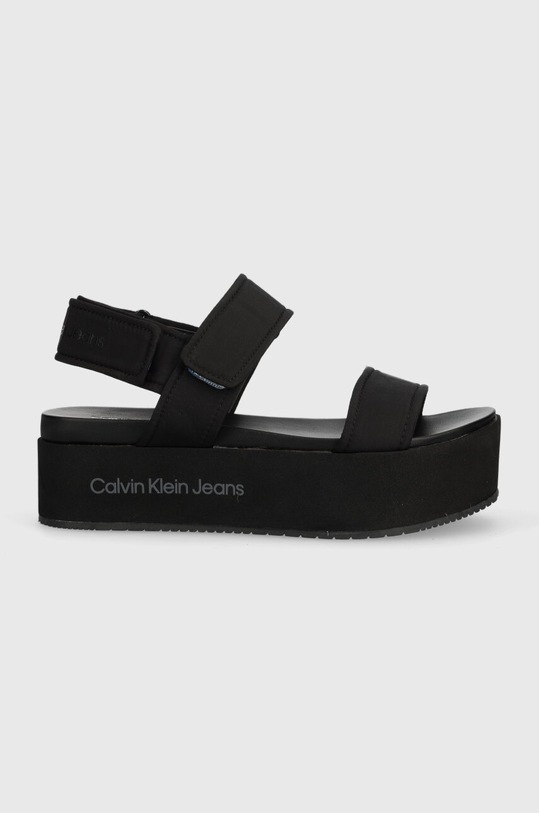 Calvin Klein Jeans sandale FLATFORM SANDAL SOFTNY textil negru YW0YW00965