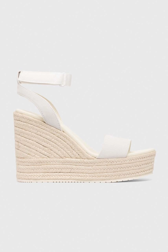 Calvin Klein Jeans sandały zamszowe WEDGE SANDAL SU CON skóra zamszowa beżowy YW0YW01026