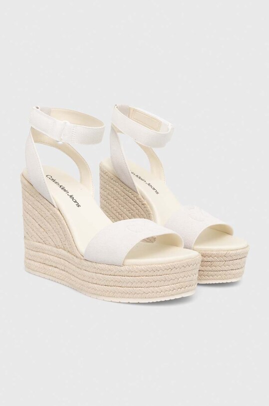 Замшеві сандалі Calvin Klein Jeans WEDGE SANDAL SU CON YW0YW01026 бежевий SS24