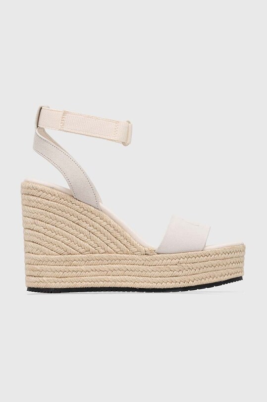 Sandale od brušene kože Calvin Klein Jeans WEDGE SANDAL SU CON MG BTW brušena koža bež YW0YW01026