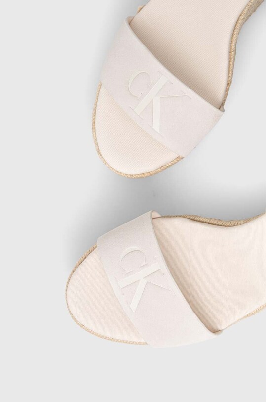 Sandale od brušene kože Calvin Klein Jeans WEDGE SANDAL SU CON MG BTW bež YW0YW01026