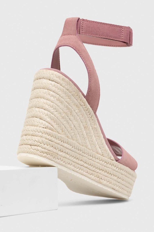 Încălțăminte Calvin Klein Jeans sandale din piele intoarsa WEDGE SANDAL SU CON YW0YW01026 roz