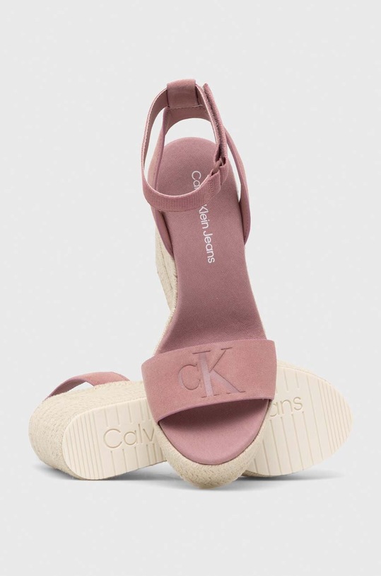 Calvin Klein Jeans sandale din piele intoarsa WEDGE SANDAL SU CON roz YW0YW01026