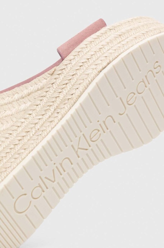 Calvin Klein Jeans sandale din piele intoarsa WEDGE SANDAL SU CON YW0YW01026 roz