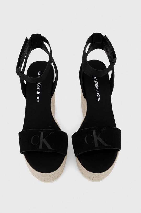 Încălțăminte Calvin Klein Jeans sandale din piele intoarsa WEDGE SANDAL SU CON YW0YW01026 negru